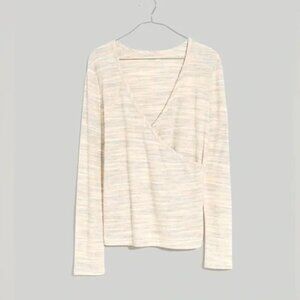 Madewell ribbed ( multicolor )pastel faux wrap top size lightweight and cozy M